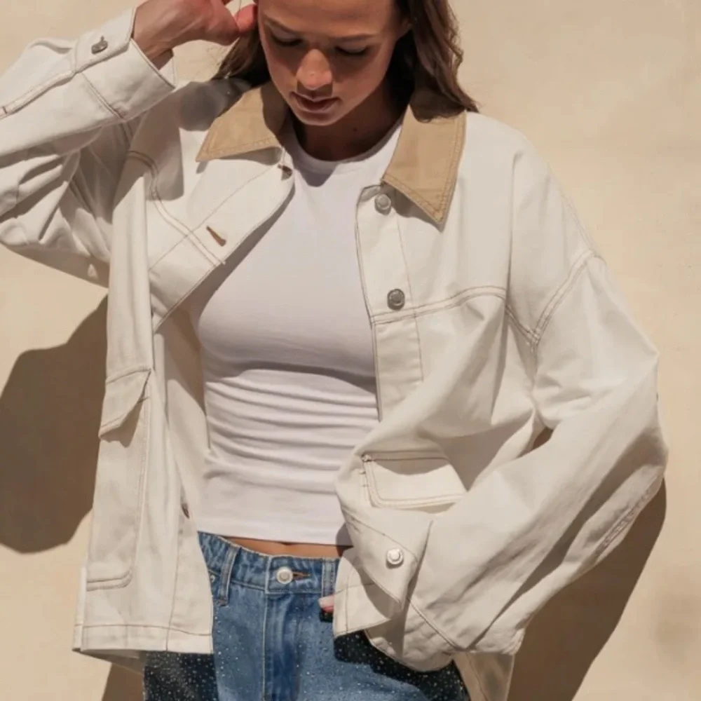 N/A cream denim