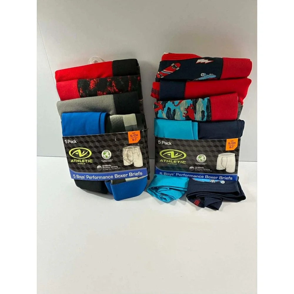 Athletic Works Boys 10 Pack Performance Boxer Briefs Size S/CH 6-7