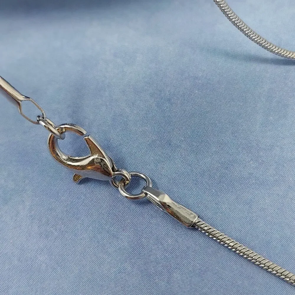 Blister Pearls Etched Mother of Pearl Pendant Silver Tone Decorative Bail Chain