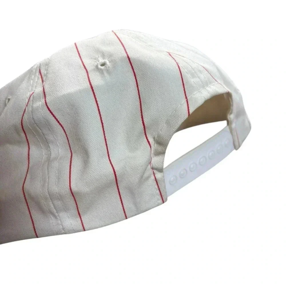 Rare HTF Vintage Coca-Cola Pinstripe SnapBack Hat w/ Silver Script