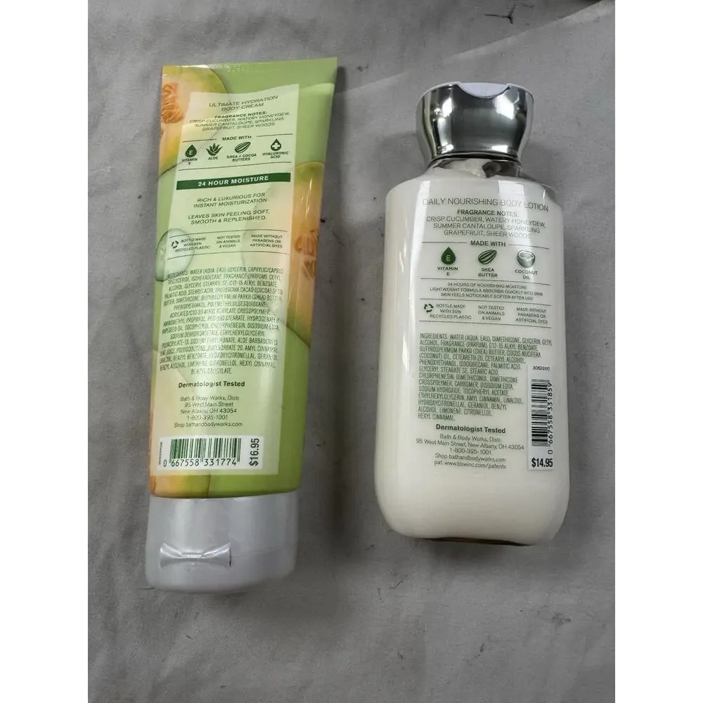 Bath & Body Works Cucumber Melon Lotion & Body Cream Set 25th Anniversary New