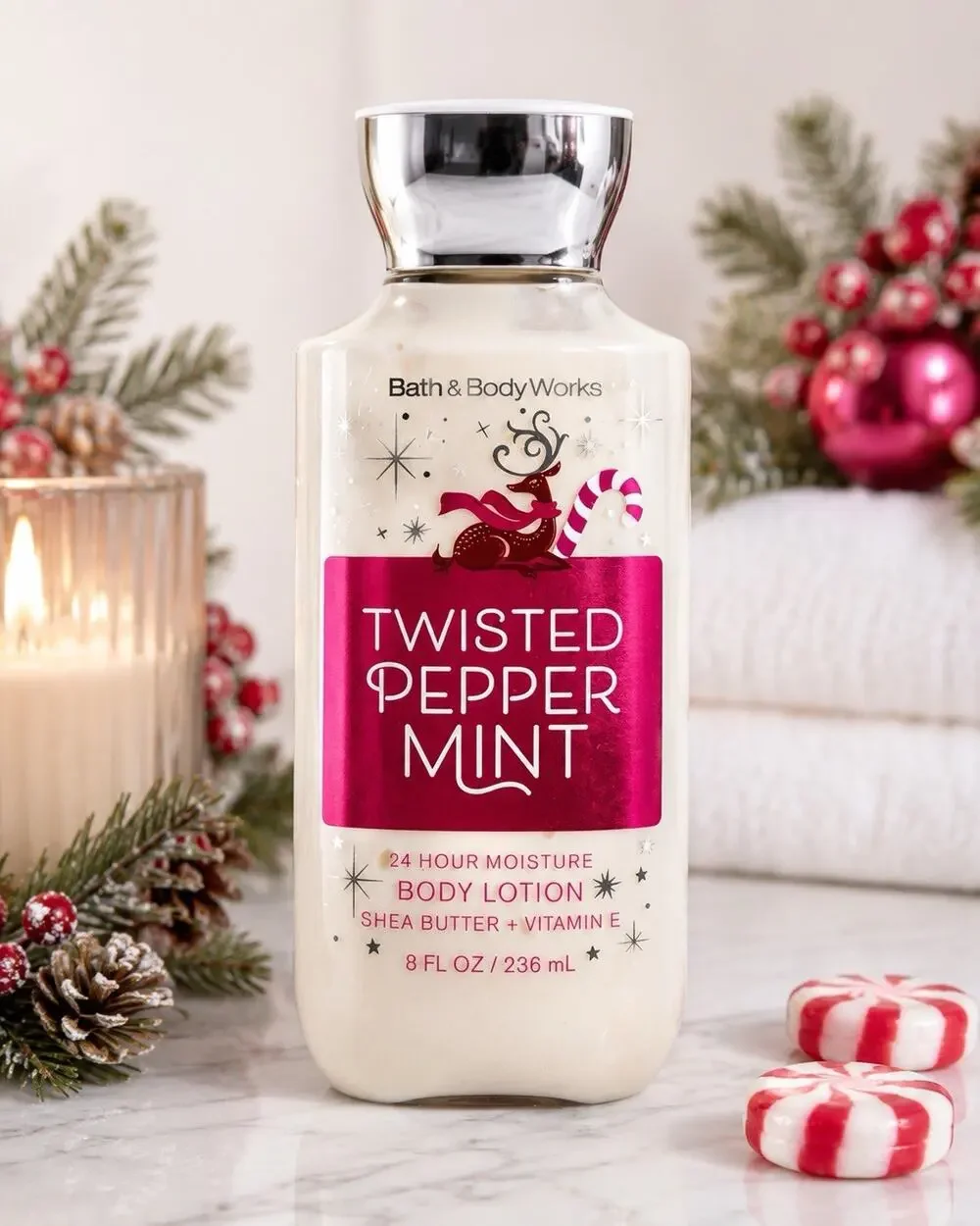 Bath & Body Works Twisted Peppermint Body Lotion 8 Oz Holiday Traditions New