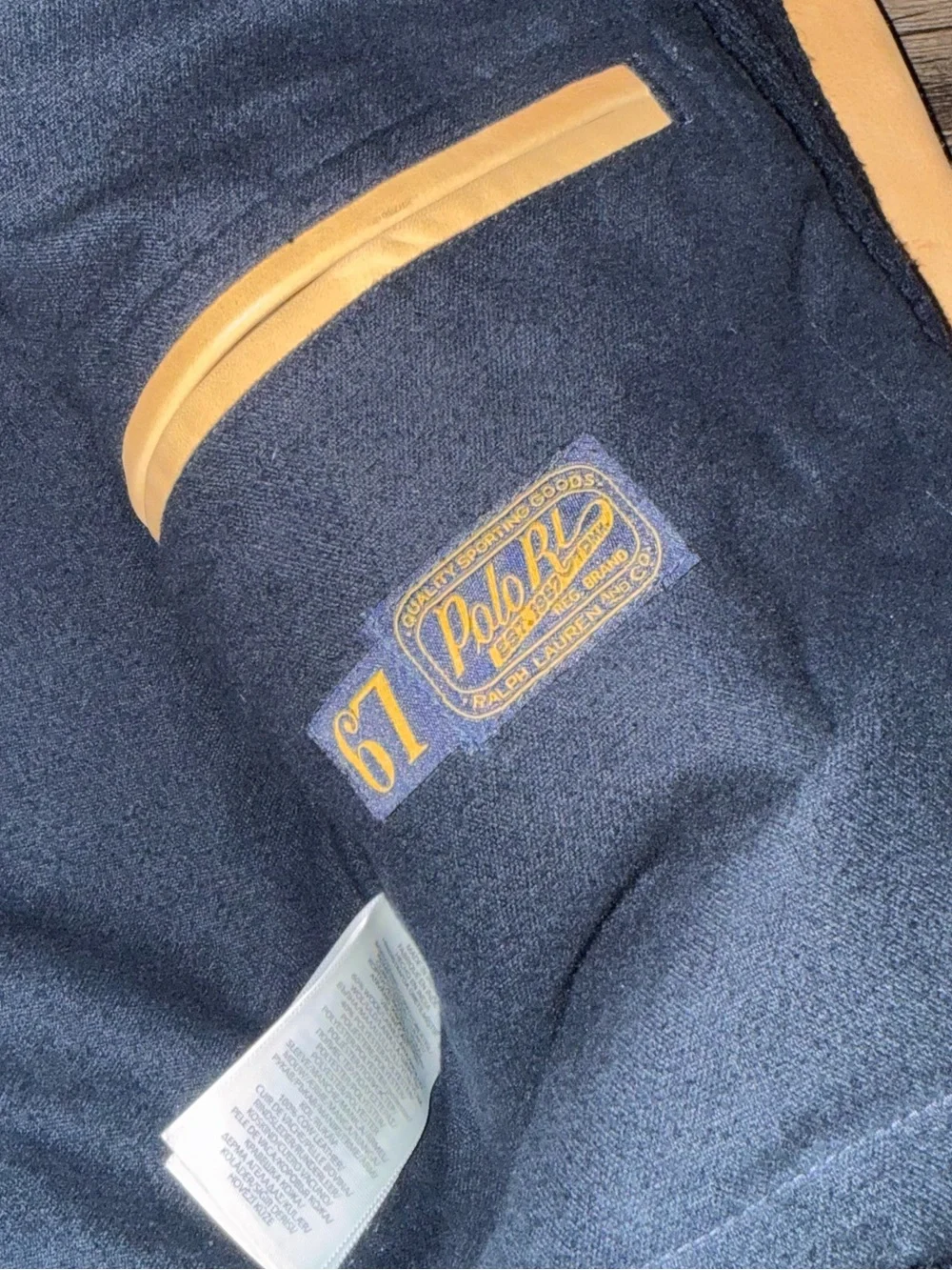 Polo Ralph Lauren navy gold wool letterman jacket
