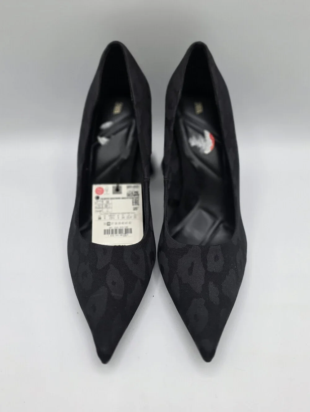 Zara Womens Printed Fabric Black Block heel shoes Size 6 Wedding Guest Preppy