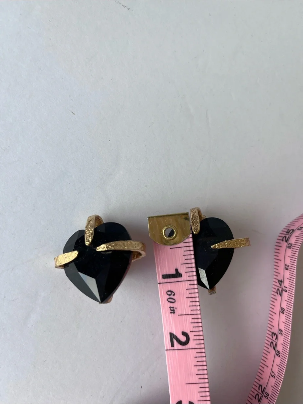 Vintage J. Jansen Black Gold Heart Clip On Earrings Estate Sale 80’s