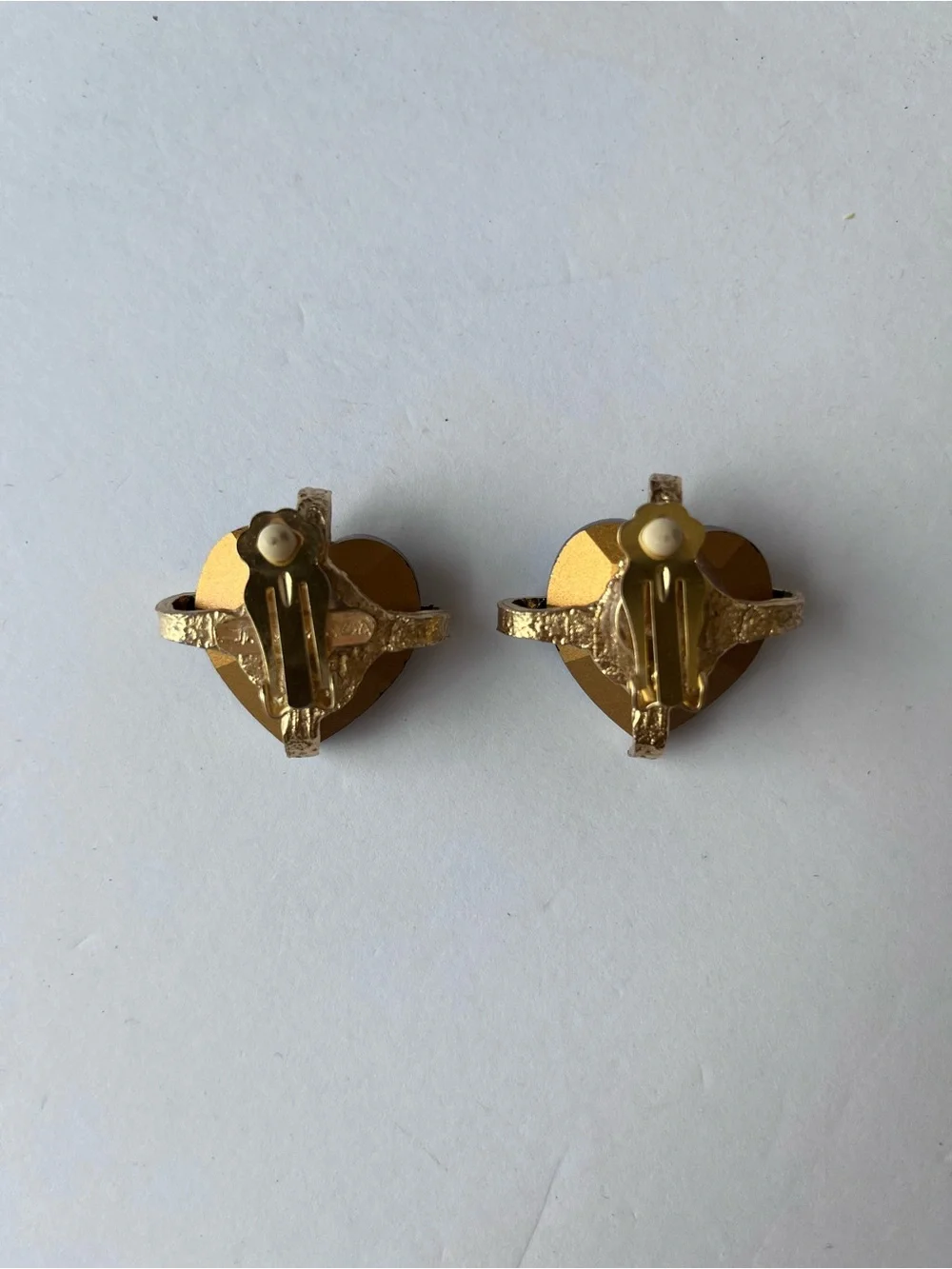 Vintage J. Jansen Black Gold Heart Clip On Earrings Estate Sale 80’s
