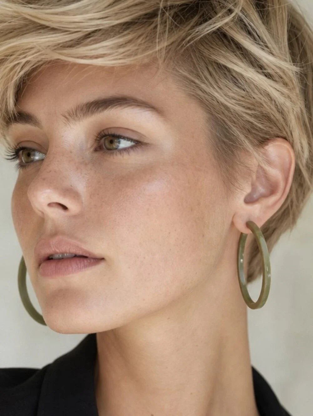 TOP SALE! Army Olive Green Acrylic Resin Hoop Earrings