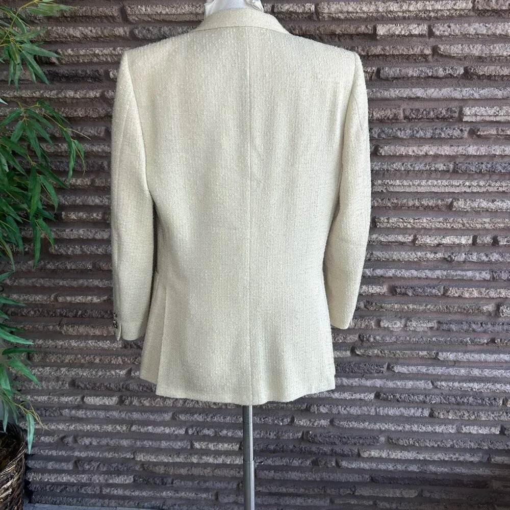 Adolfo Men's Vintage 80s Wool Blend Cream Nubby Sports Coat Blazer Size 40R