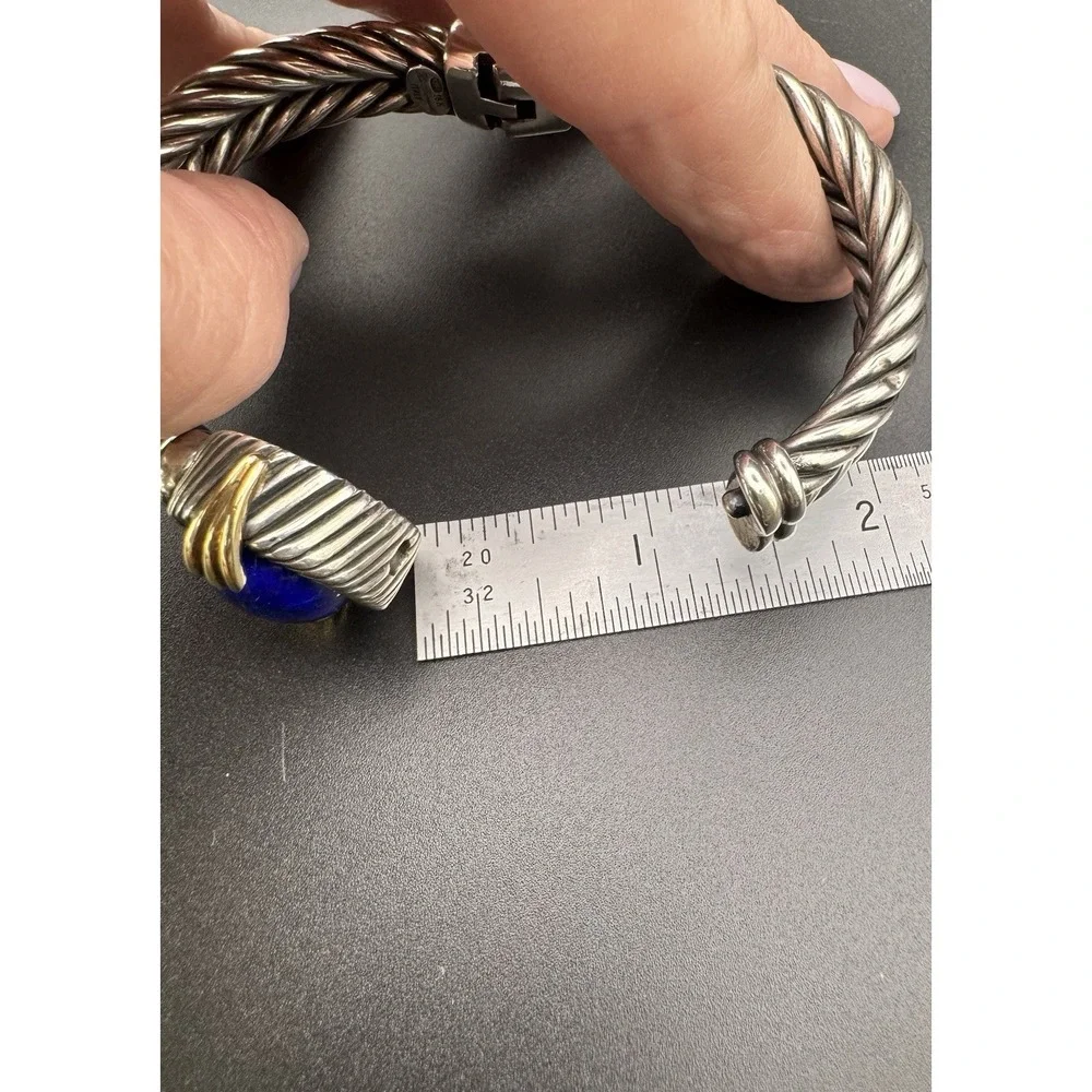F.lli Menegatti 925 18K Italy Lapis Lazuli Cable Bracelet 47.85g Size 6 1/4
