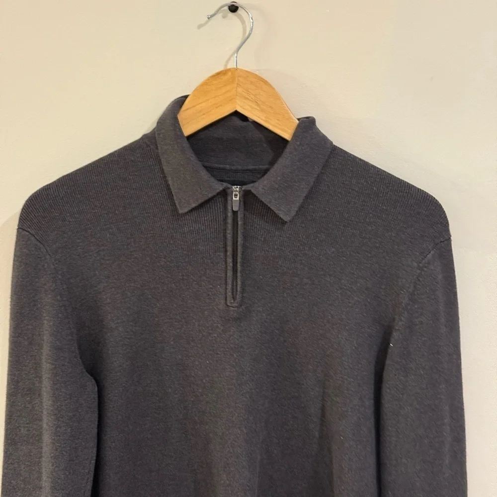 Kenneth Cole Mens Slim-Fit Long-Sleeve Comfort Polo Sweater S, Charcoal