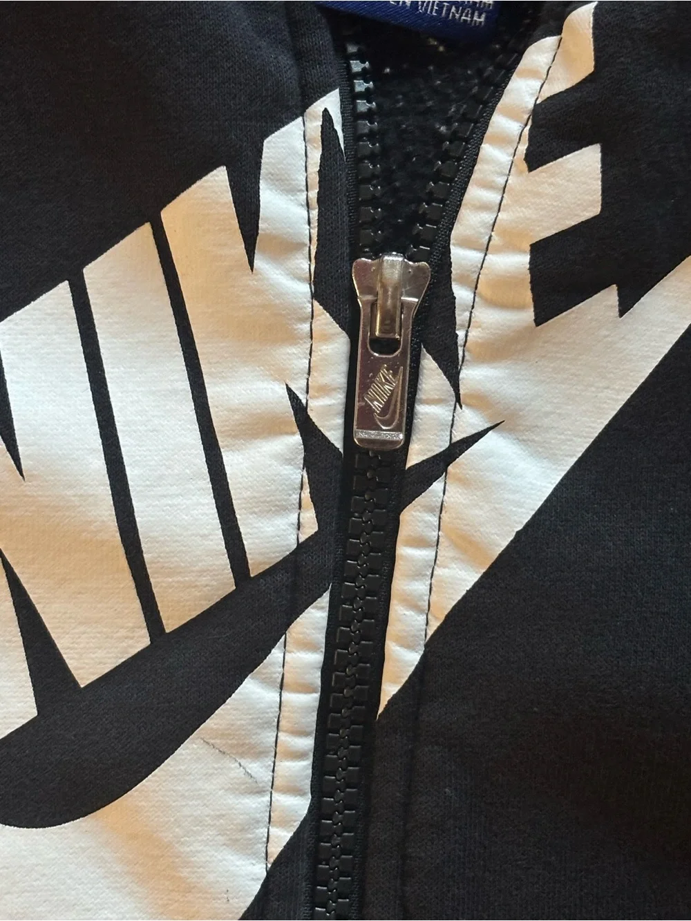 Nike Black Kids Full-Zip Hoodie with White Swoosh Logo