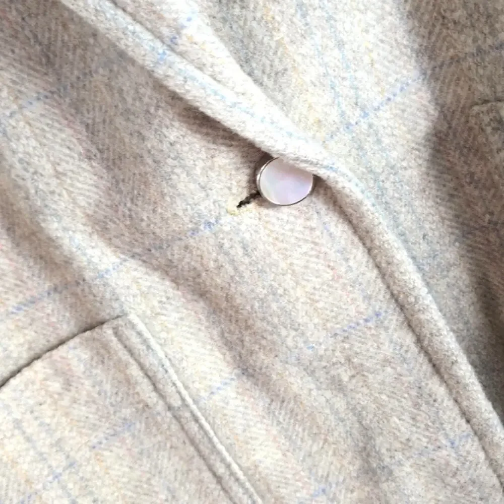 Vintage Handmade Wool Plaid Blazer Women’s L Lined Shoulder Pads