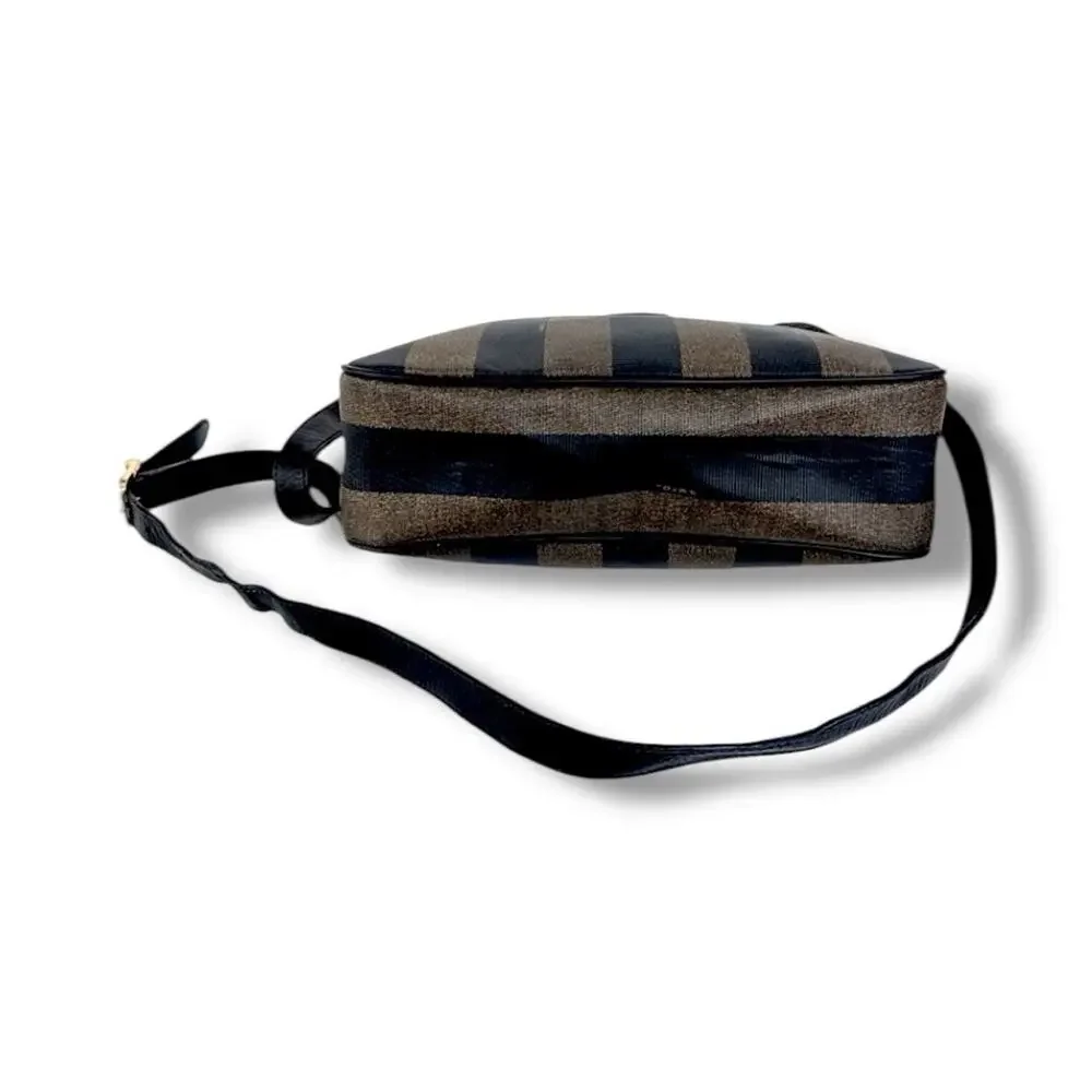 FENDI Black and Taupe Striped Crossbody or Shoulder Bag VTG