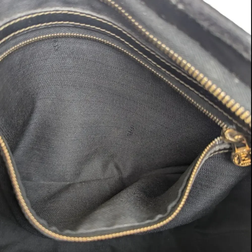 FENDI Black and Taupe Striped Crossbody or Shoulder Bag VTG