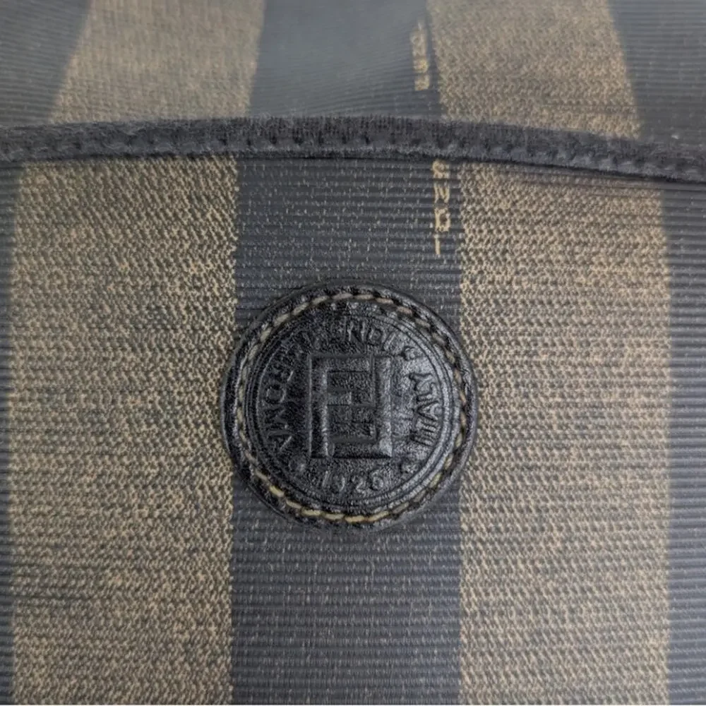 FENDI Black and Taupe Striped Crossbody or Shoulder Bag VTG