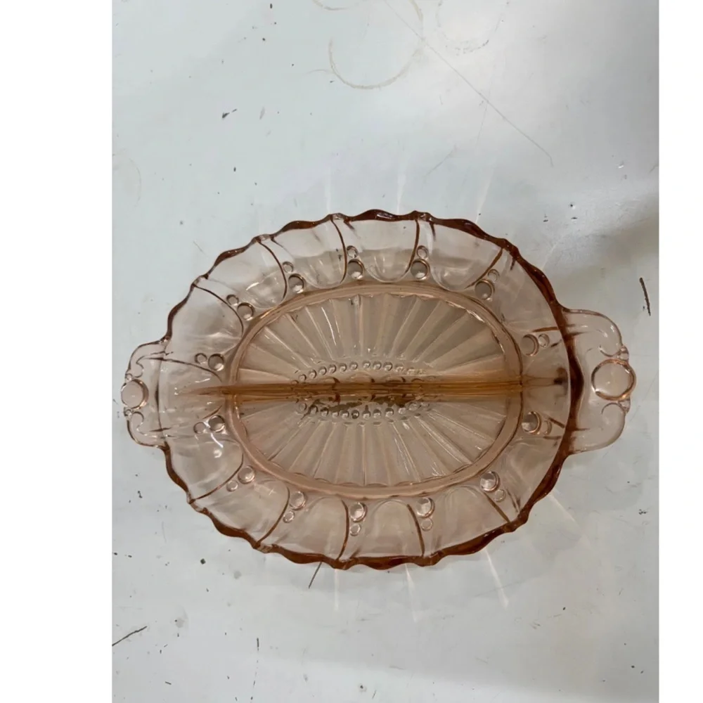 Anchor Hocking Pink Glass Oval Platter