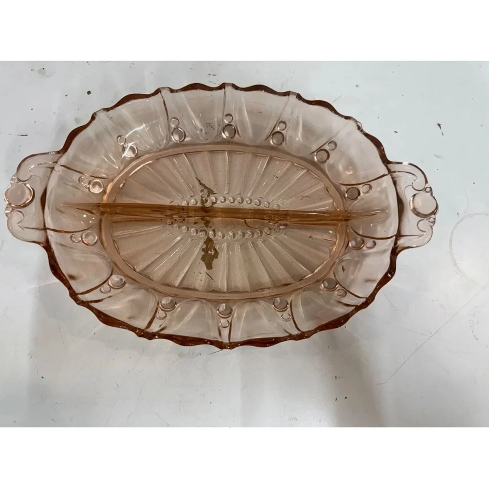 Anchor Hocking Pink Glass Oval Platter