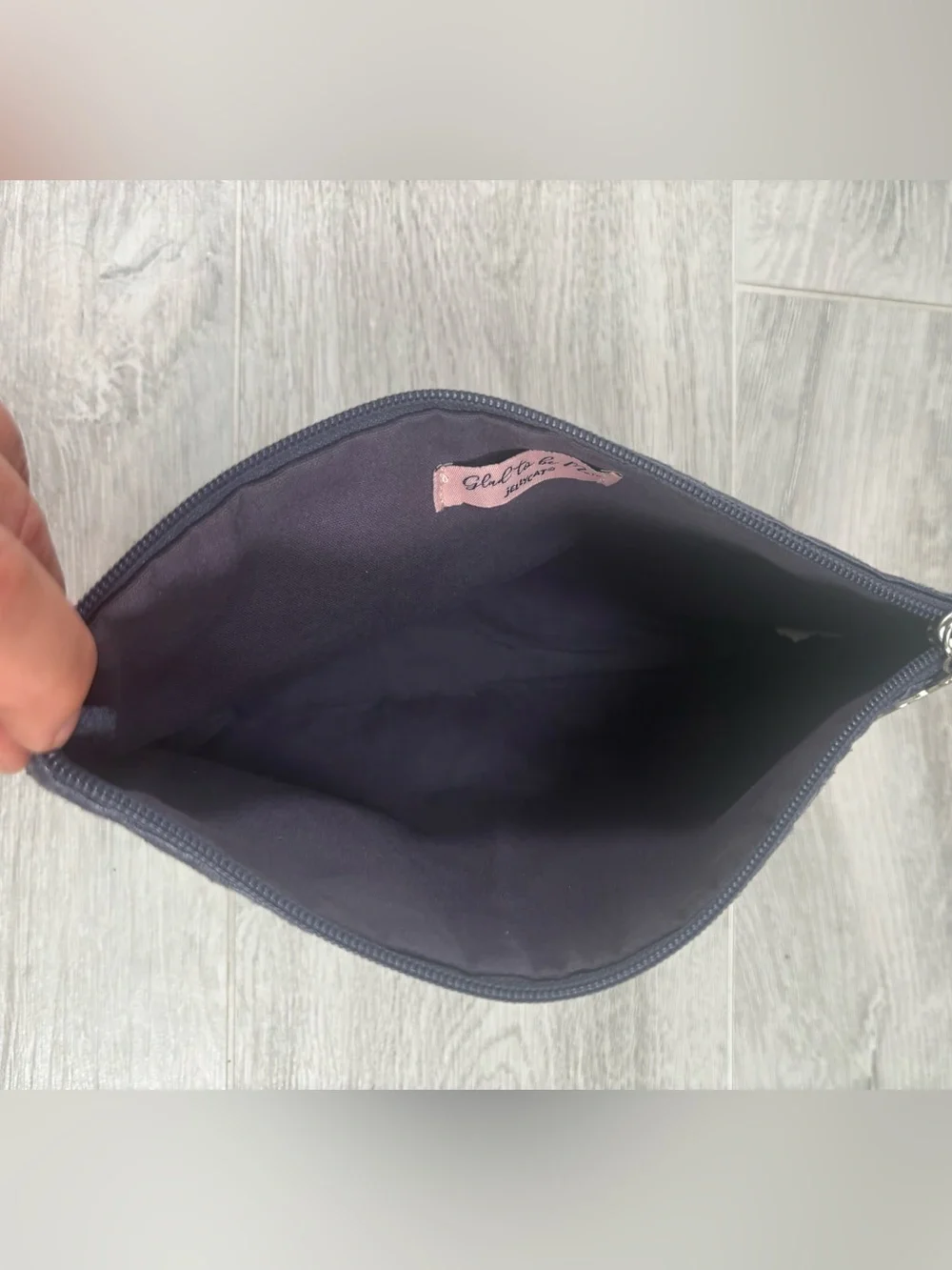Rare Jellycat Glad To Be Me Pink Ostrich Cosmetic Makeup Bag Pouch Navy