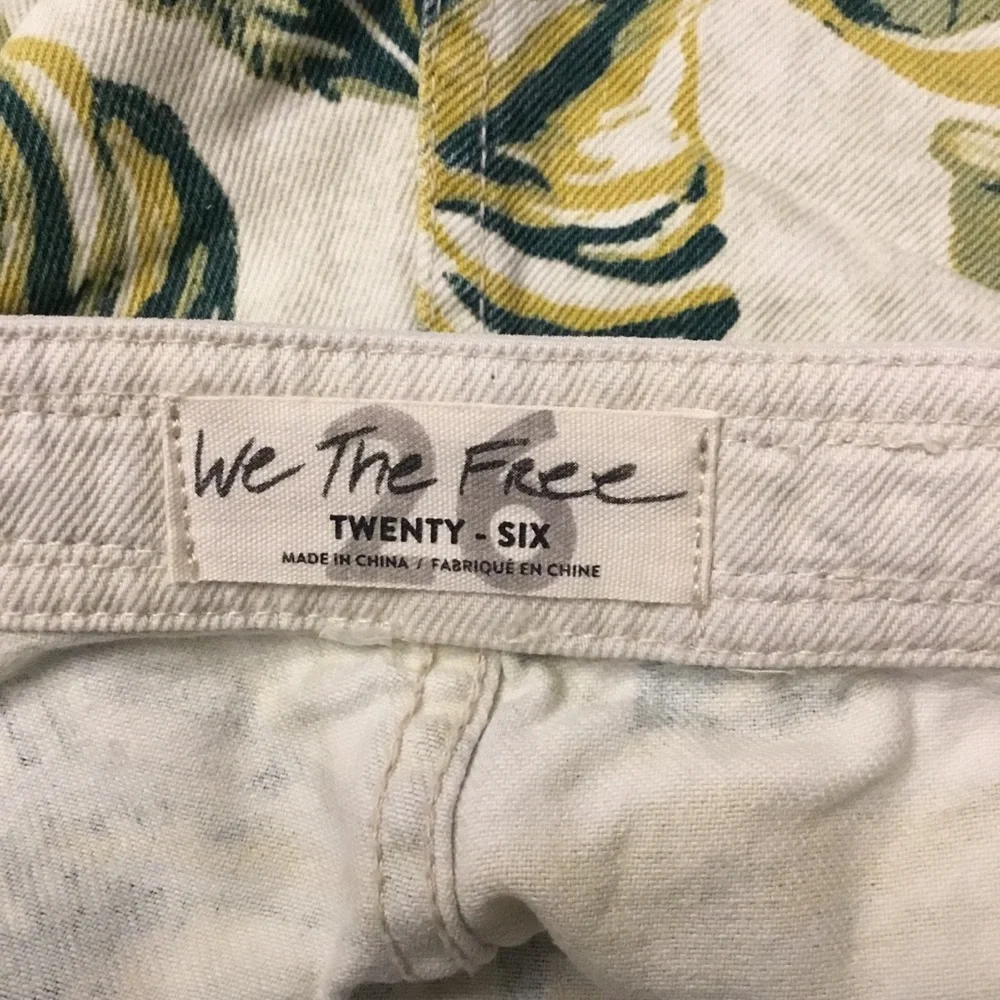 Free People Tropical Combo Denim Shorts Sz 26