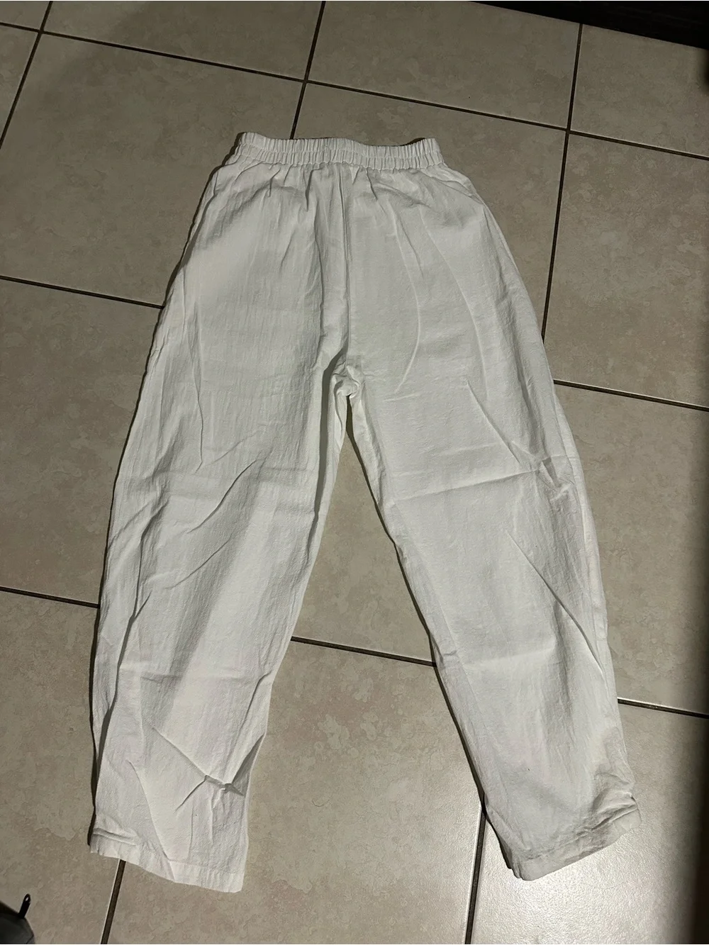 Cupshe White Elastic-Waist Casual Pants