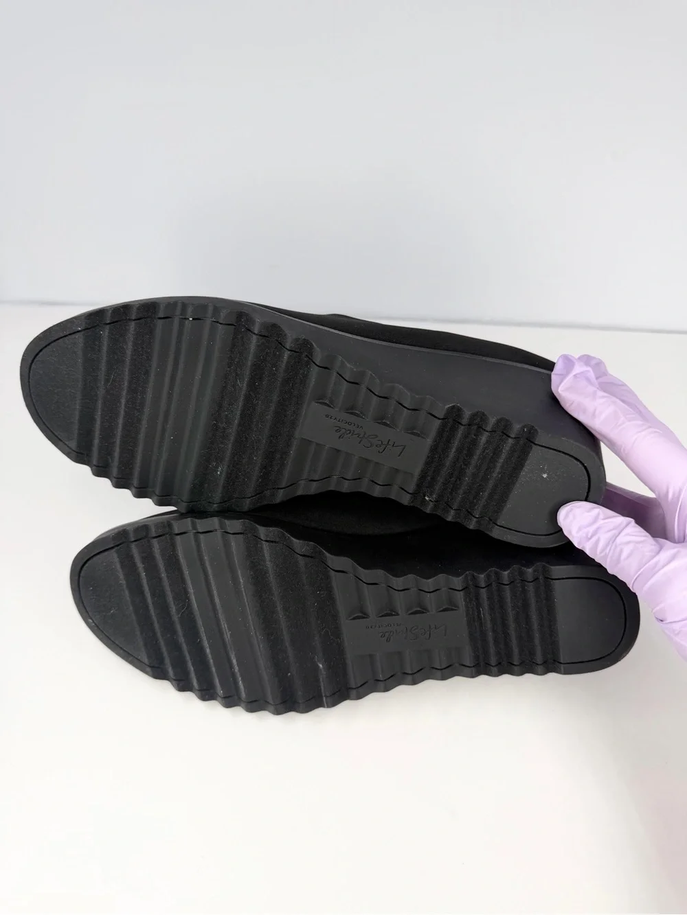 LifeStride Women's Ziva Round Toe Wedge Shoes Black Knit Fabric Size 8W