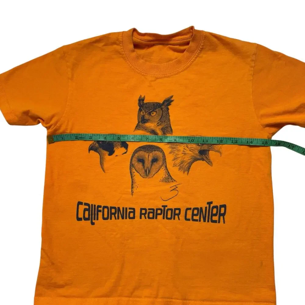 California Raptor Center Orange Short Sleeve Kids Tee Size Small Medium UC Davis