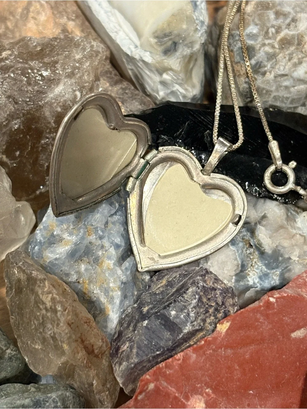 Vintage Heart Locket Necklace - Sterling Silver