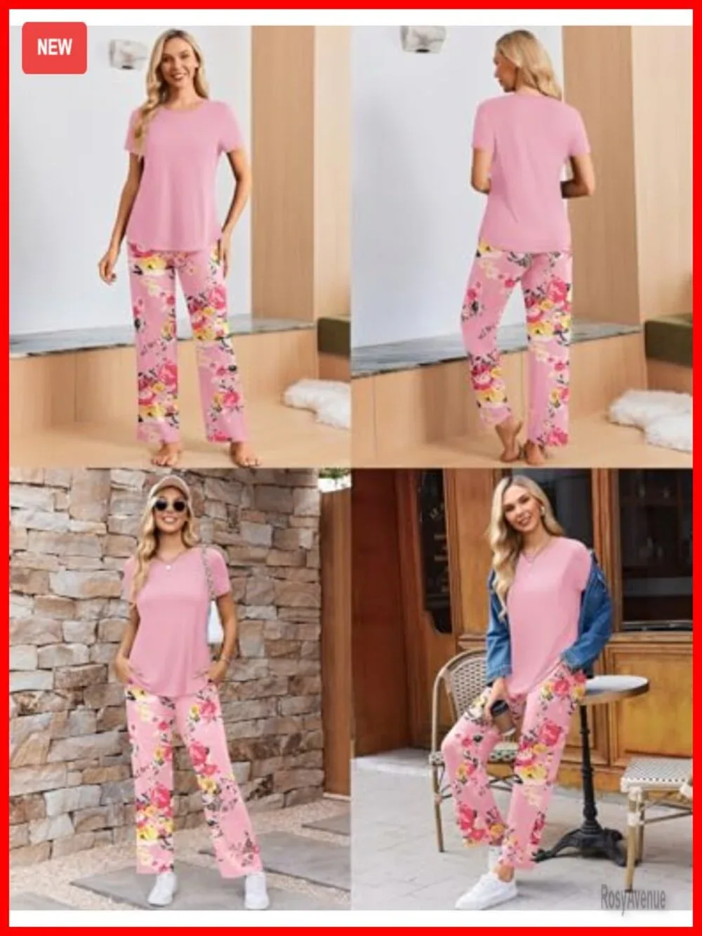 3 Piece Maternity Nursing Pajama Set with Adjustable Waistbands