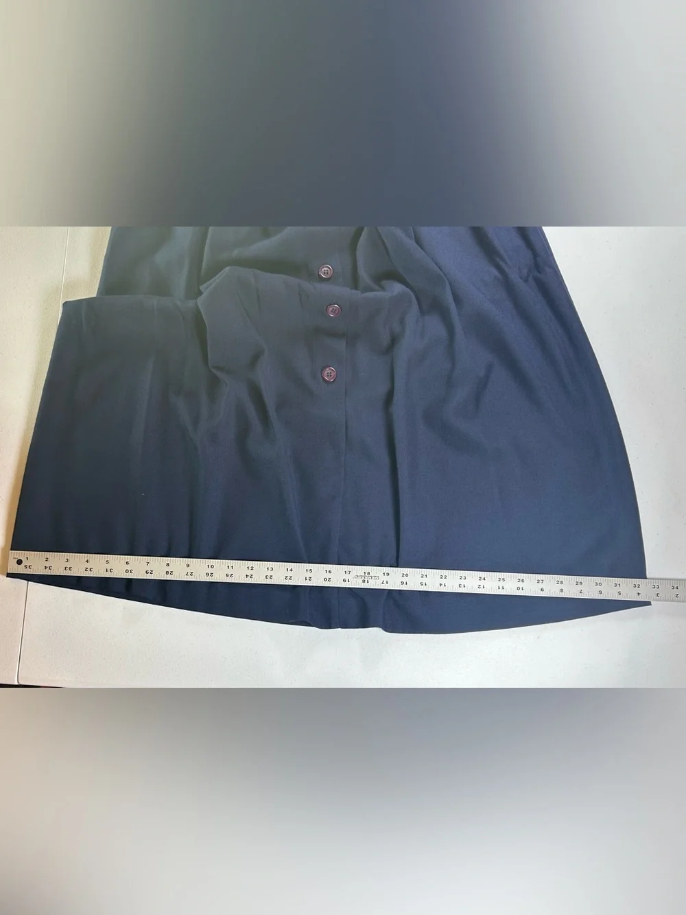 Vintage 90s Counterparts Navy Blue Midi Skirt Button Front Pleated Size 16