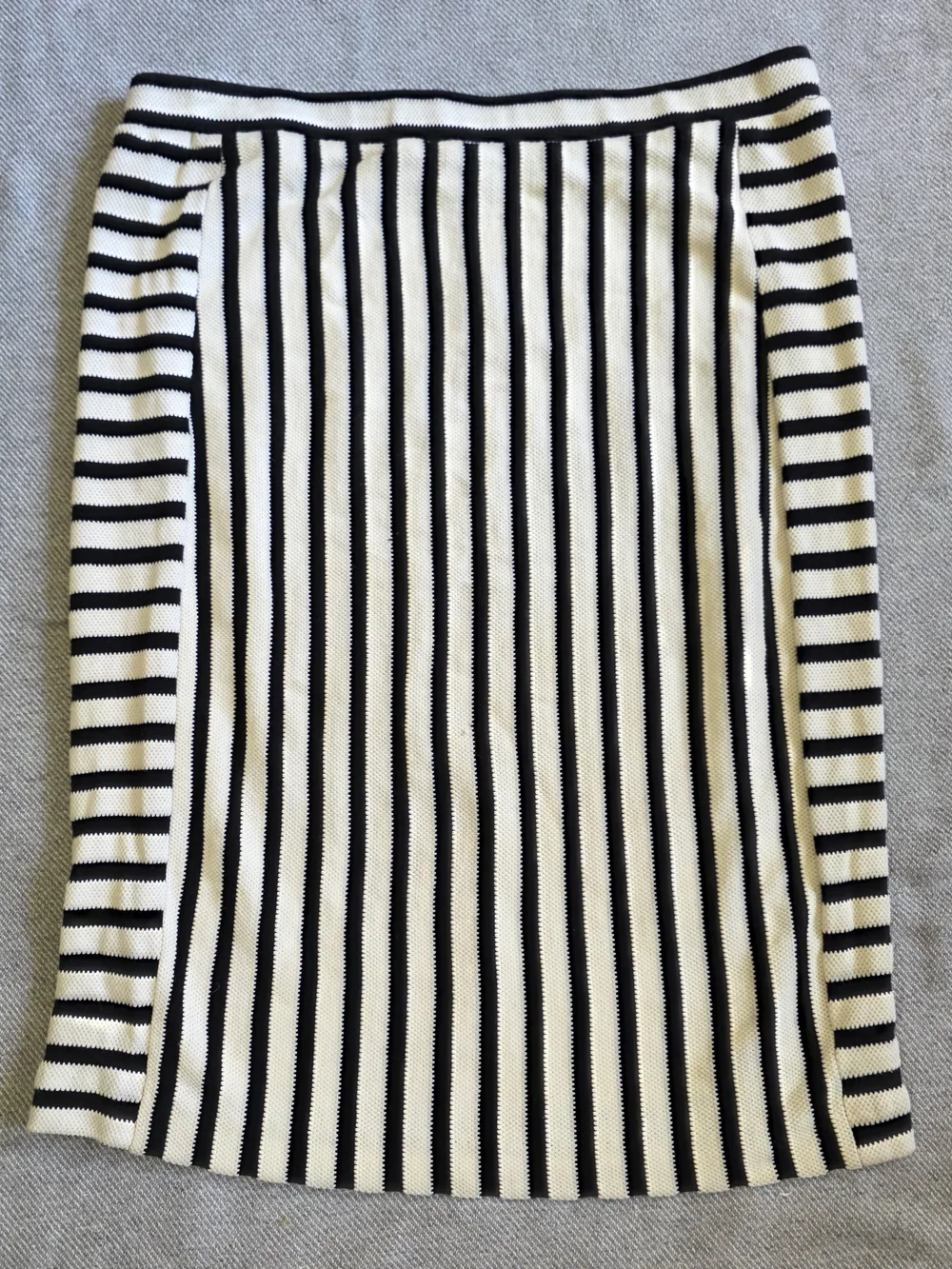 Rebecca Minkoff Vertical Black and White Striped Pencil Skirt