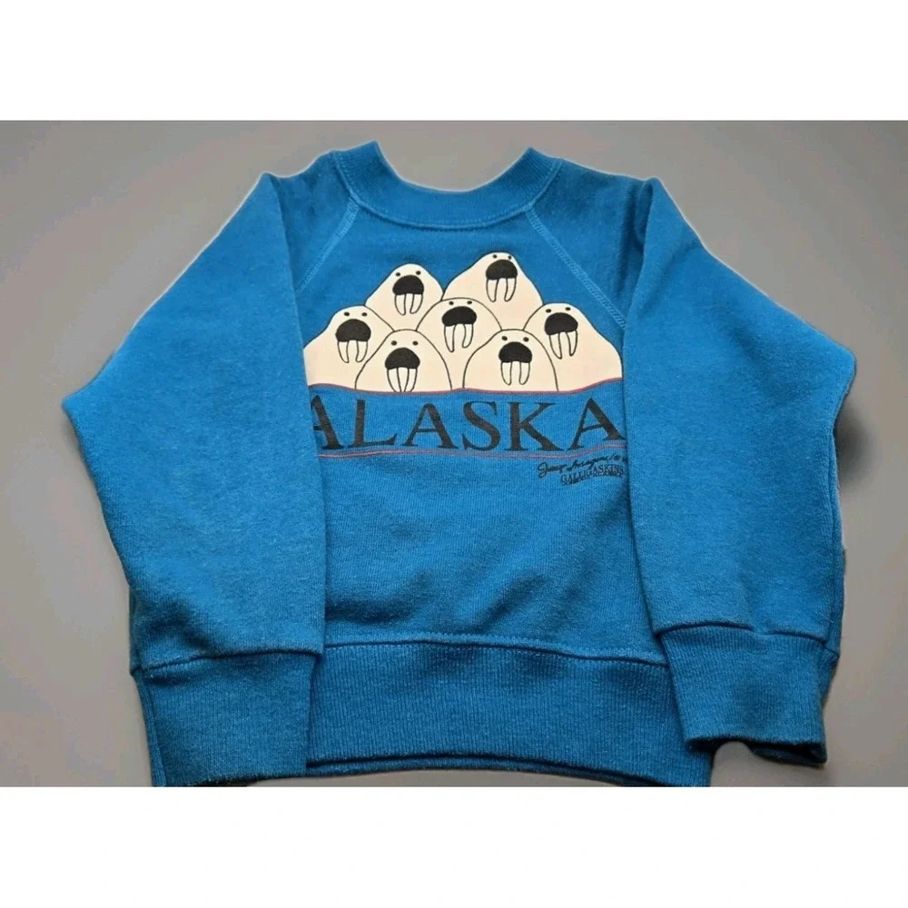 Vintage 1983 Alaska Walrus Sweatshirt Kids XS 2-4 USA Hanes Juneau Souvenir