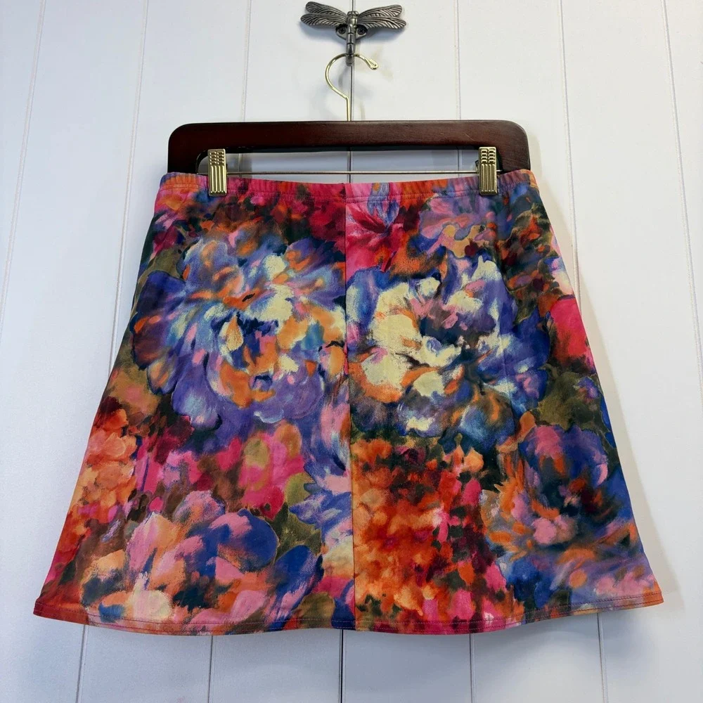 H2O Wear Watercolor Summer Swim Skirt Womens Size M Resortwear Vacation Beach
