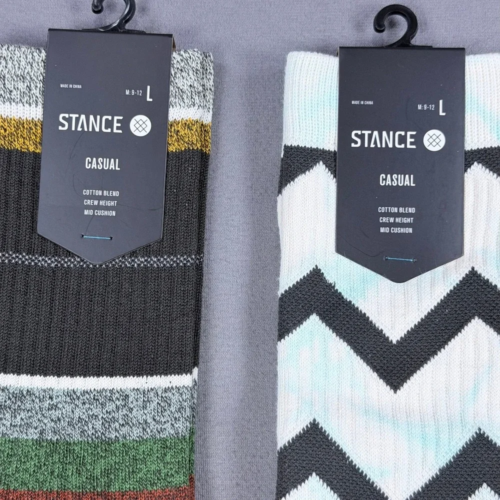 Stance Mens Large Multicolor Cotton Blend Crew Socks 3 Pair Lot Chevron Striped