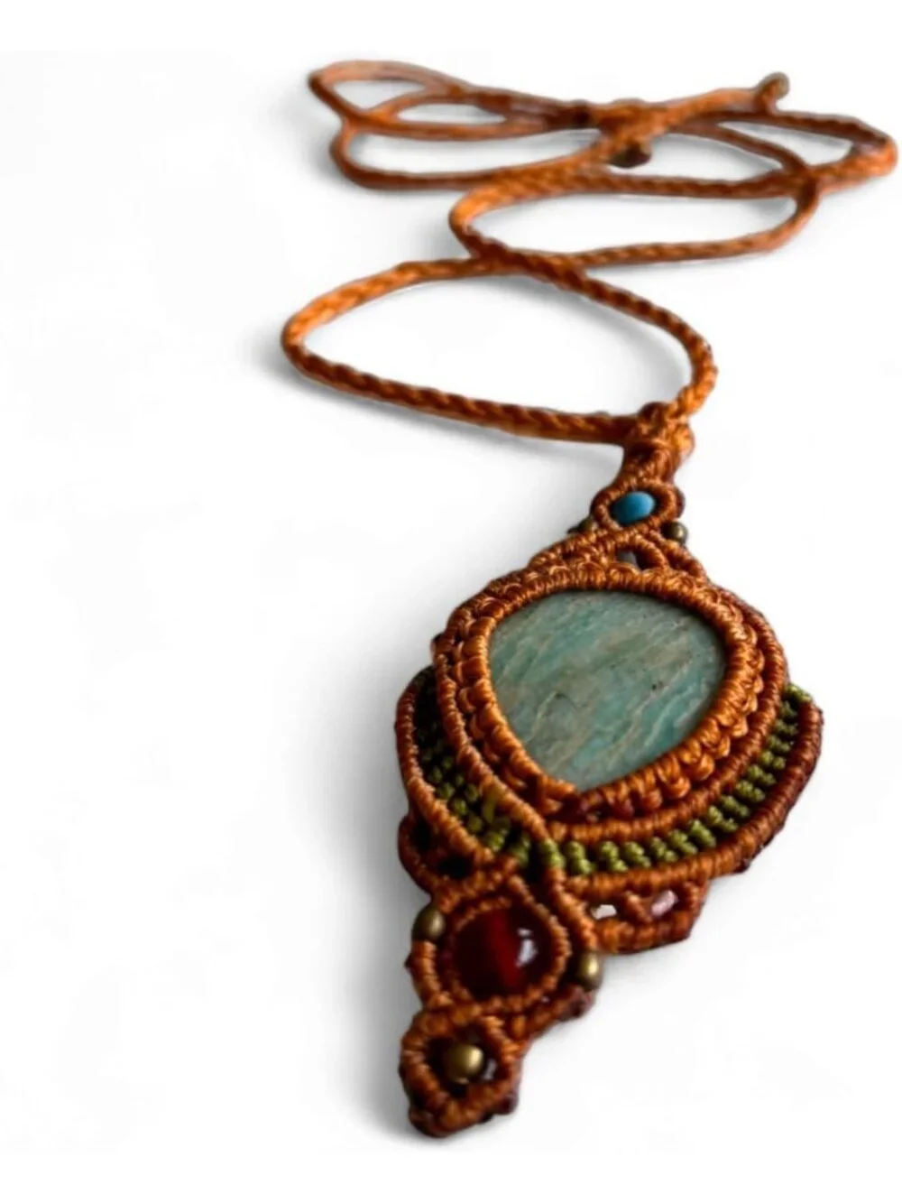Handmade Macrame Necklace for Women | Adjustable Amazonite Healing Pendant