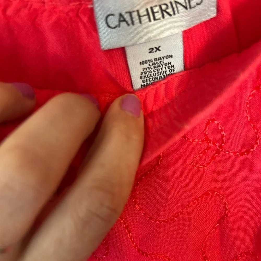 Catherines Pull-On  Asymmetrical Hem Maxi Skirt Lace Fairy Cottage 2X