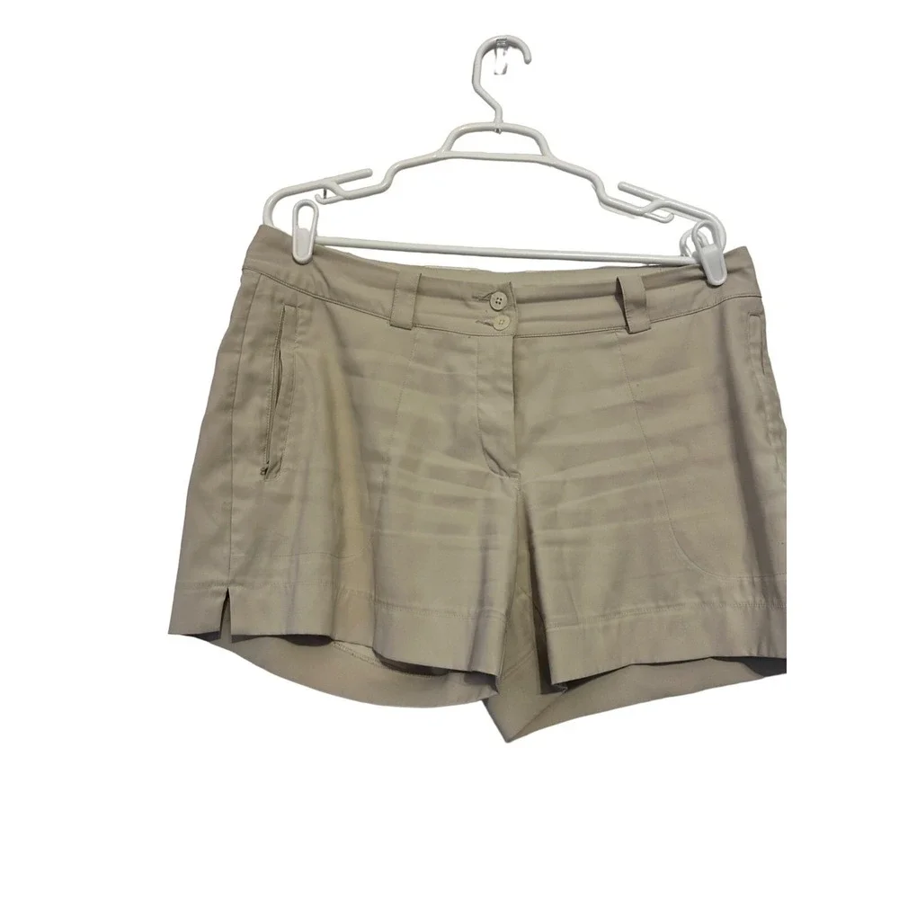 Nike Golf Shorts Athletic Preppy Tan Khaki Zipper Pockets Size Medium M