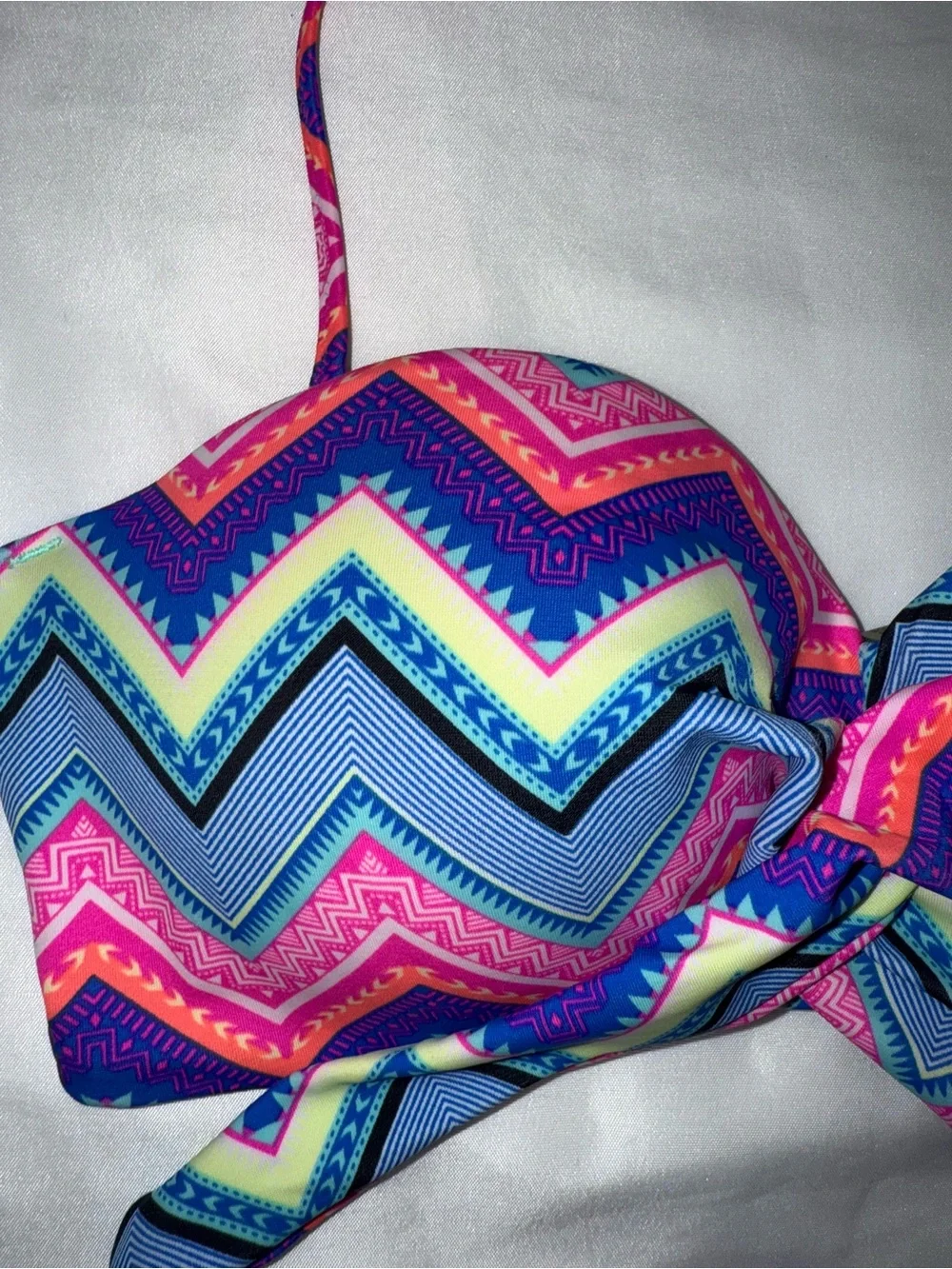 Victoria Secret padded Chevron Print Bandeau Bikini Top - Pink, Blue, Green