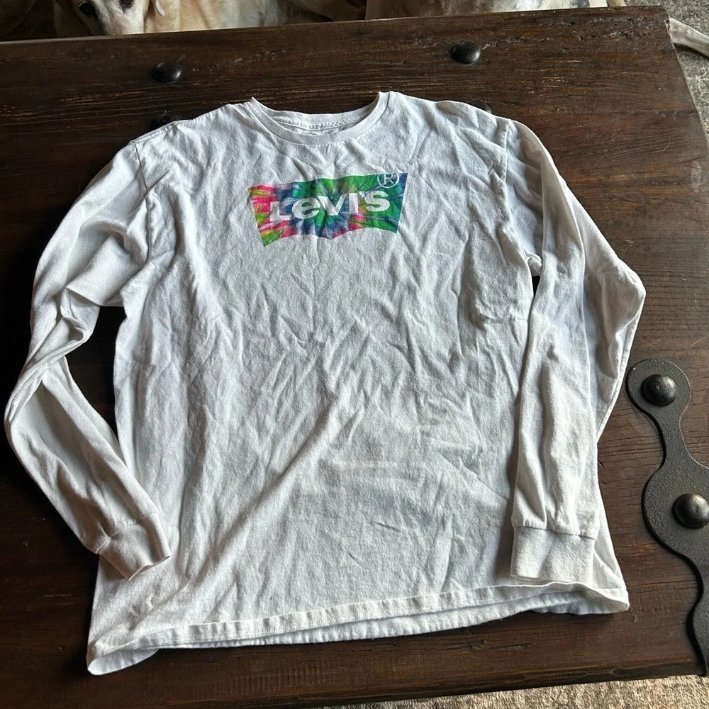 Levi's White Long Sleeve Tee with Colorful Logo