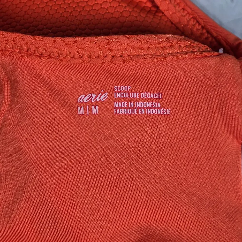 Aerie Textured Orange Scoop‎ Neck Bikini Top M NWT