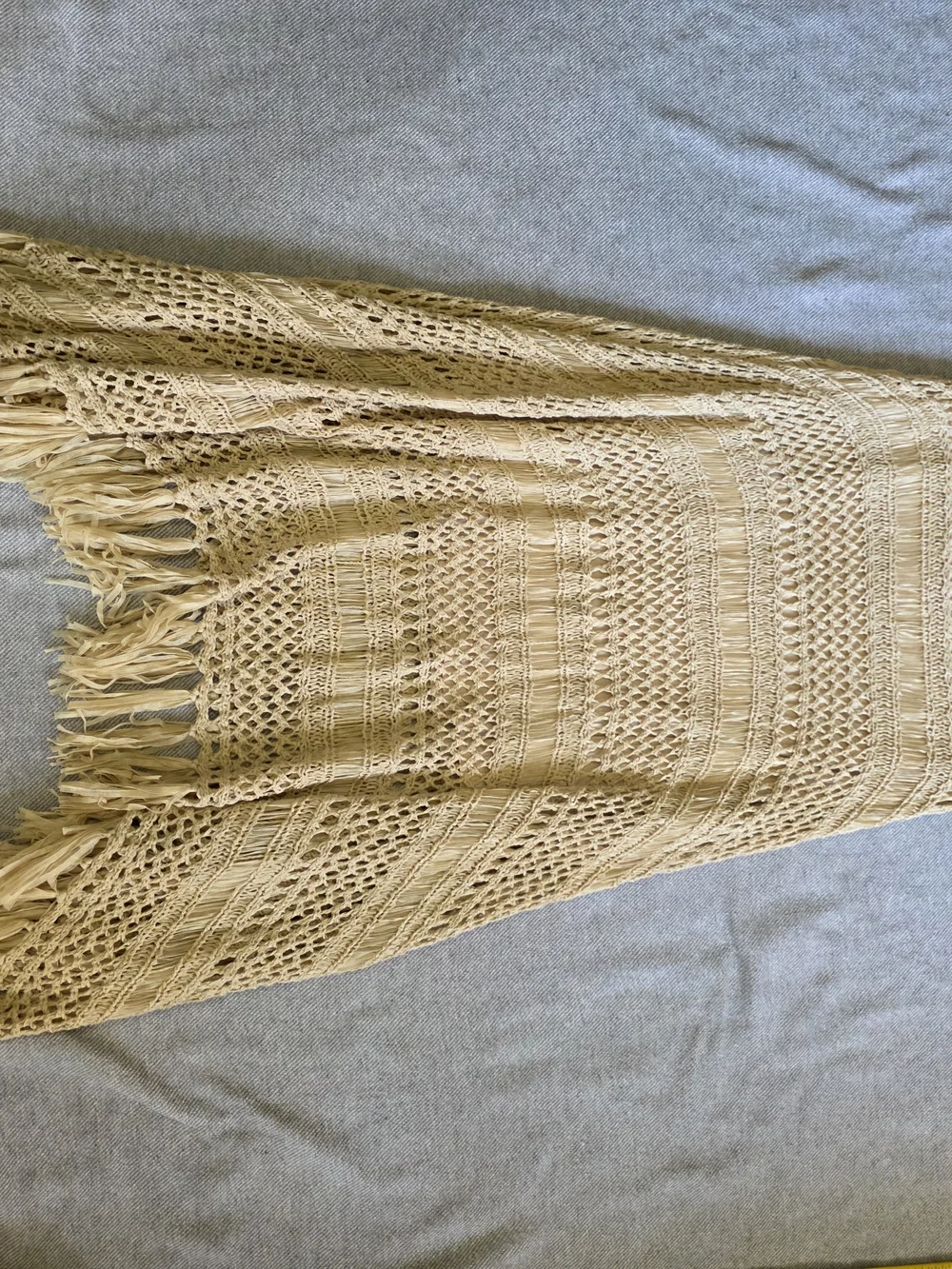 Chico's Cream Handkerchief Crochet Fringe Maxi Skirt