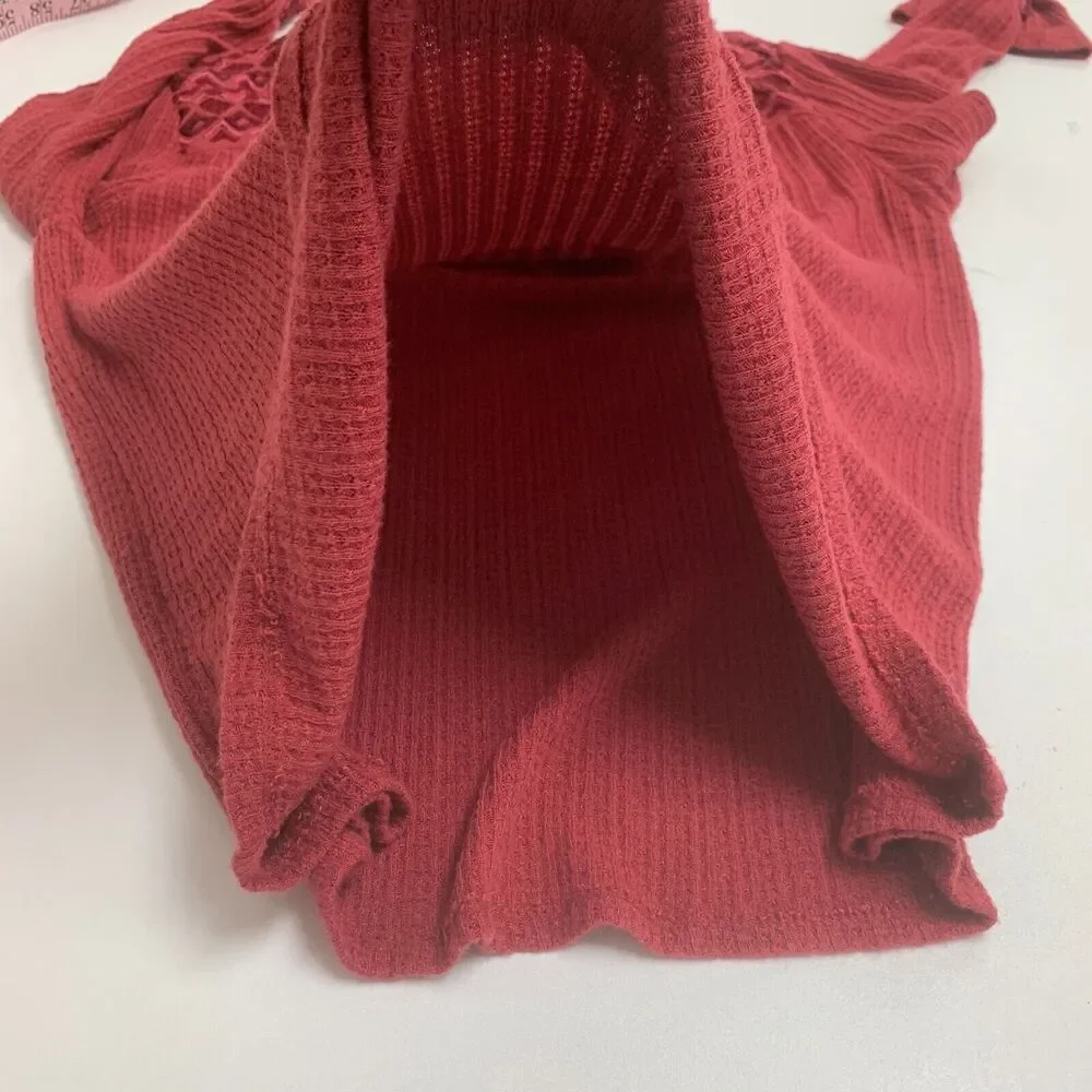 Lucky Brand Drop Needle Sweater Womens M Medium Rosy Embroidered Linen Blend