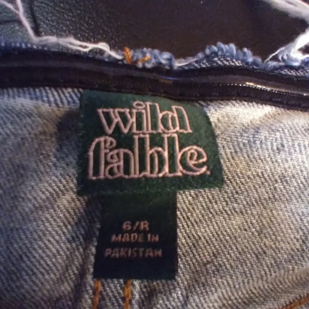 Wild Fable Womens Long Denim Jean Skirt Raw Waist Pockets Zip Front Size 6/R