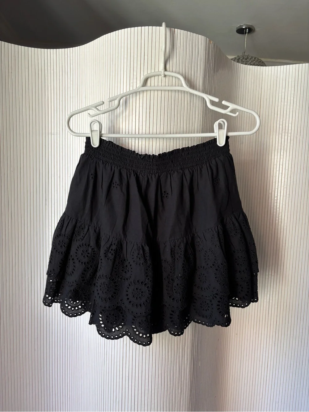 BB Dakota Black Eyelet Ruffled Waist Mini