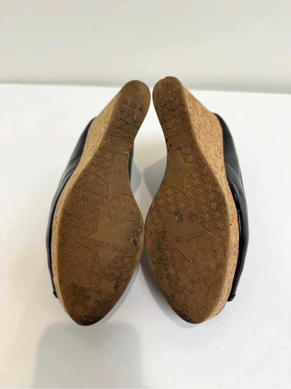 Jimmy Choo gold peep peel