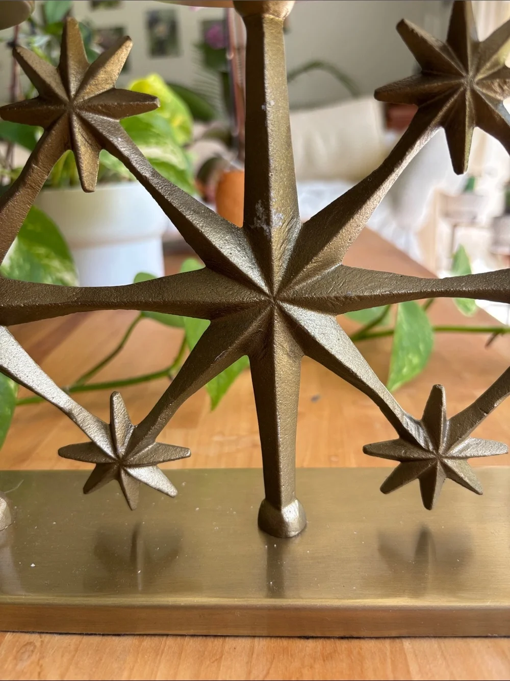 Starburst 3-Arm Candelabra in Brass Finish