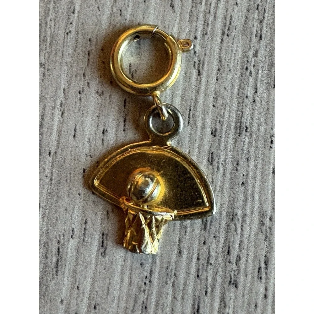 Rare Vintage Basketball Hoop/Net Gold Colored pendant NBA fans