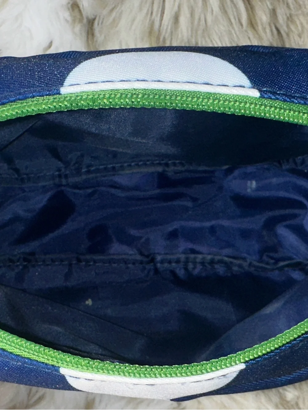 Clinique x Kate Spade Navy Blue White Striped Polka Dot Cosmetic Makeup Bag