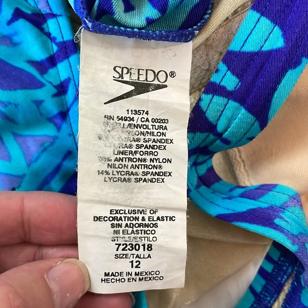 Speedo One-Piece Swimsuit 12 - Blue and Teal Floral