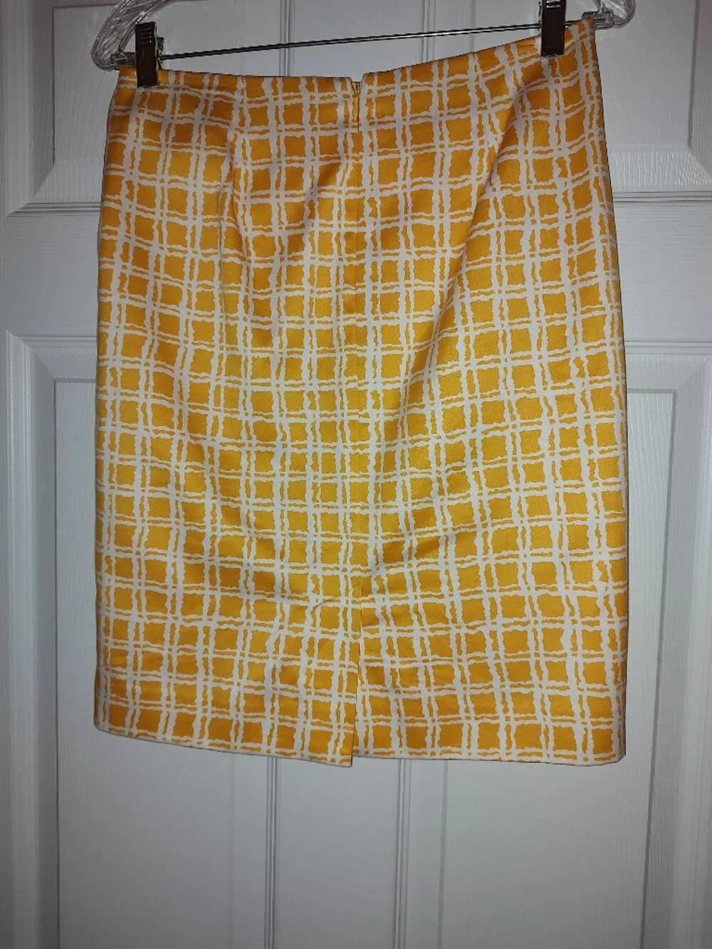 TALBOT'S MINI SKIRT 100% COTTON - POLYESTER LINING GOLD WHITE SQUARES PATTERN 4P