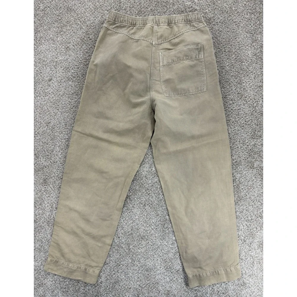 Zara Wide Leg Linen Cotton High Rise Chino Women's‎ Small Neutral Khaki Minimal